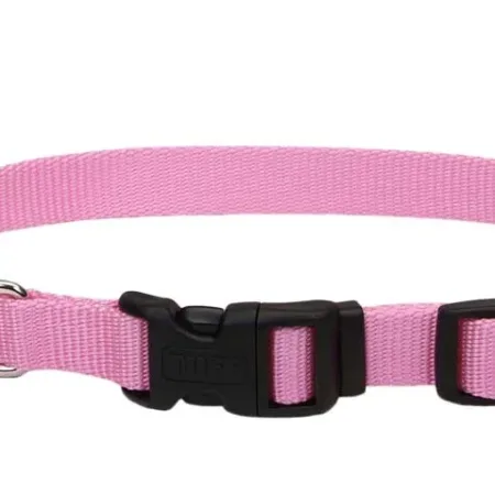 Coastal Adjustable Nylon Dog Collar with Plastic Buckle Bright Pink 3-4 in x 14-20 in