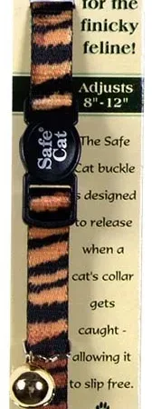 Safe Cat Fashion Adjustable Breakaway Cat Collar Tiger Multi-Color 3-8 in x 8-12 in