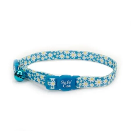 Safe Cat Fashion Adjustable Breakaway Cat Collar Daisy Blue Blue 3-8 in x 8-12 in