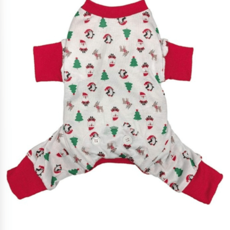 Fashion Pet White Jingle Jam Dog Pajamas - Small
