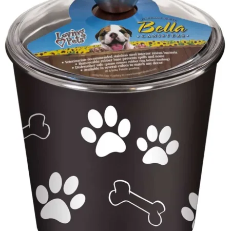Loving Pets Treat Canister Paw Print and Bone Espresso