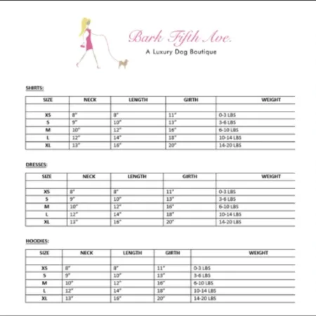 Bark 5th Ave Size Chart