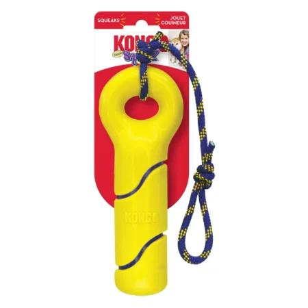 KONG Squeezz Tennis Buoy w/Rope Dog Toy Yellow - MD