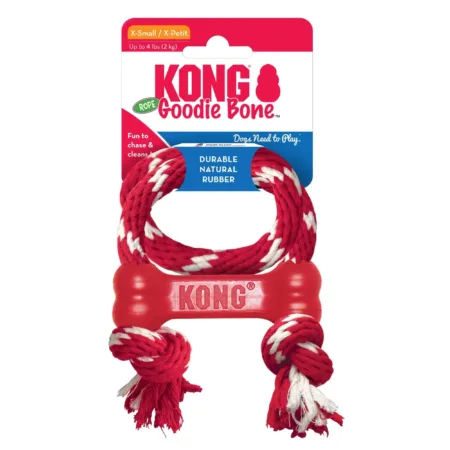 KONG Goodie Bone With Rope Dog Toy Red 1ea/XS